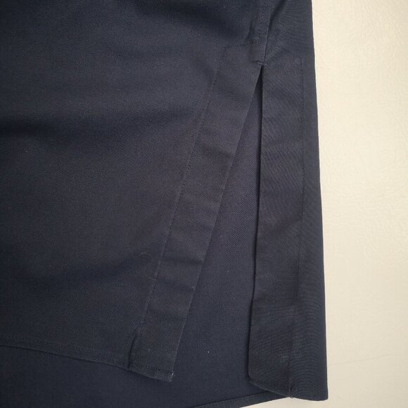 Chico's No Iron Chic Stretch Ladies Size 1 (US - 8) Navy Tan Cream Long Shirt - Picture 10 of 13